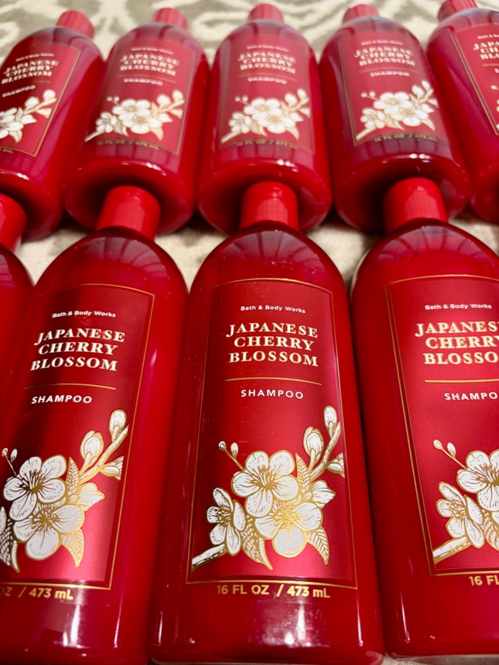 SET of 2 Bath & Body Works Japanese Cherry Blossom Shampoo bottles- Red - Picture 3 of 3